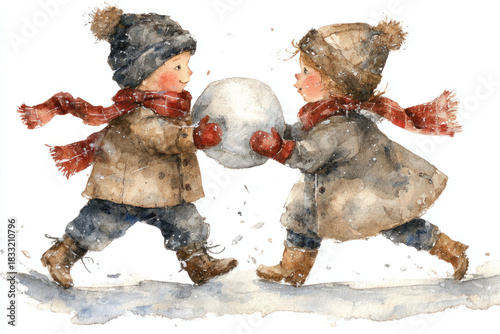 Christmas watercolor illust...