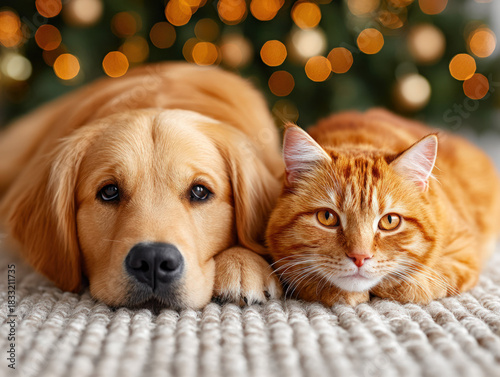 Dog and cat holiday card