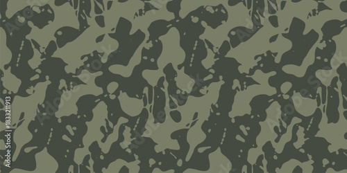 Seamless military camouflage pattern with army blot shapes. Vector tactical texture with organic irregular spots, khaki and olive green design for clothing, fabric, textile, uniform, print, decor