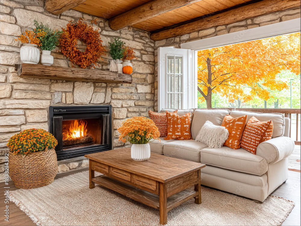 Obraz premium Log cabin interior design