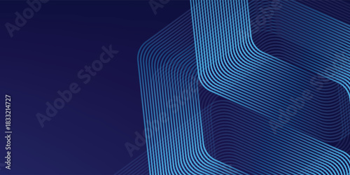 Dark blue background with hexagon geometric lines pattern. Abstract shiny hexagon lines. Futuristic technology concept. eps 10