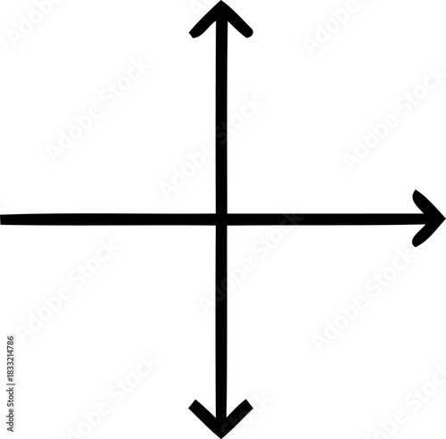 Simple Black Arrows Pointing in Four Directions on White Background Design Element Illustration