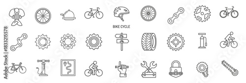 Bike Cycle Line Vector Icons – Cycling & Bicycle Elements Collection