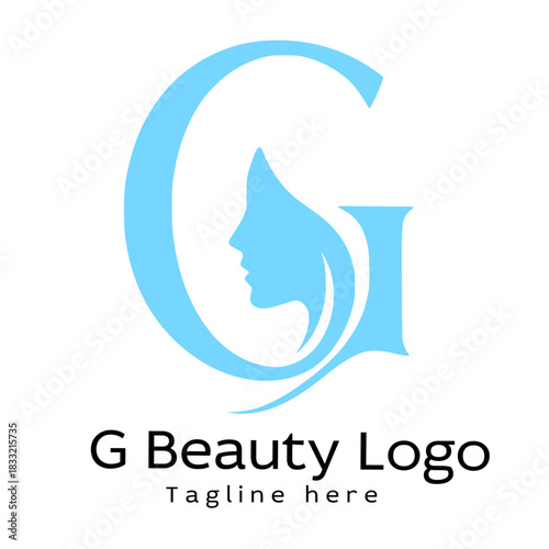 Logo or icon for beauty, silhouette of a woman's face with the letter G