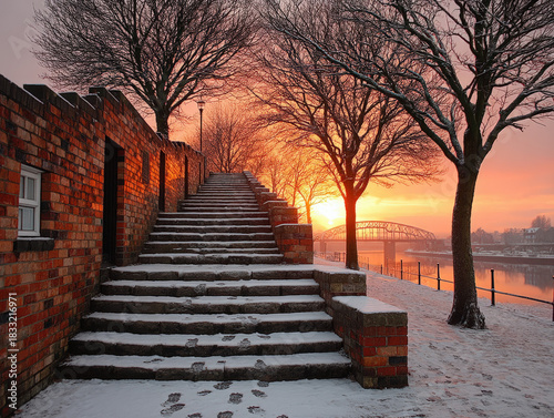 Snow steps footprints