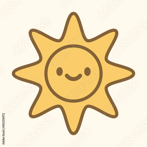 Kawaii Sun Character – Cute Smiling Sunshine Cartoon Icon