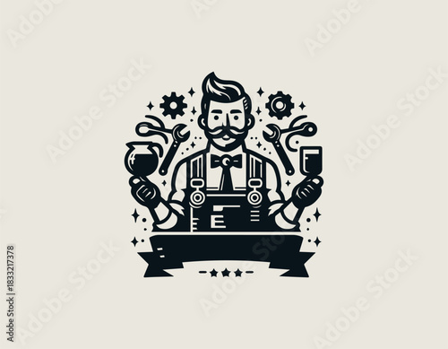 Brew Buddy black vector logo illustration