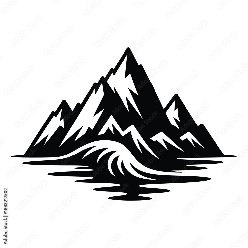 Fototapeta premium Stylized mountain range reflected in water