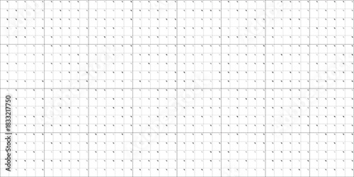 Black cells with corners grid texture on white background. FUI science grid backdrop. Math or technological notebook blank sheet.