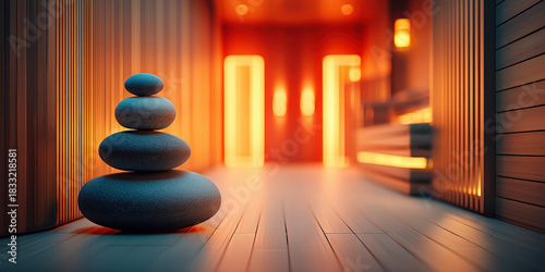 Wet stones glistening in lo...