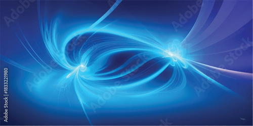 Abstract blue background with glowing fractal lines and futuristic wave motion design