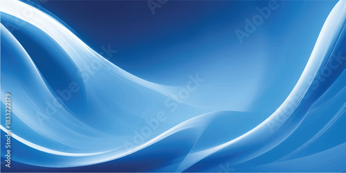 Abstract blue background with flowing lines, waves, and a futuristic light curve design