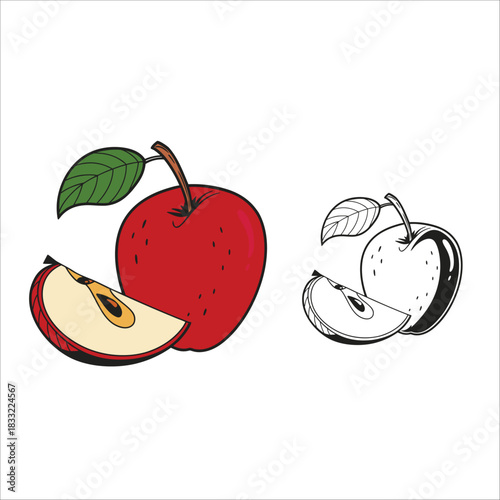 Coloring Book For Kid Apple Vector Image