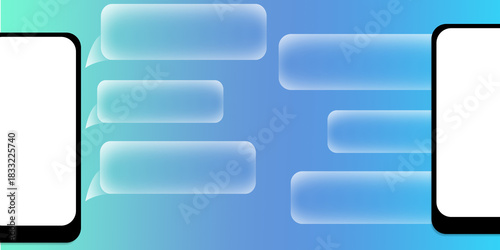 Blue gradient chat box for organizational business planning illustration