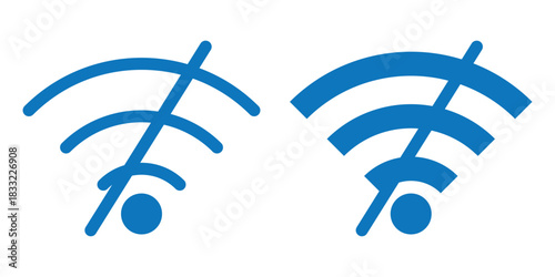 Wifi and wireless problem icon or no wifi icon set. wifi signal with a prohibition symbol. representing no internet connection. wireless problem icon or no wifi icon set