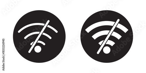 Wifi and wireless problem icon or no wifi icon set. wifi signal with a prohibition symbol. representing no internet connection. wireless problem icon or no wifi icon set