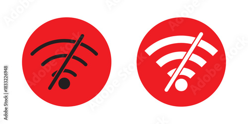 Wifi and wireless problem icon or no wifi icon set. wifi signal with a prohibition symbol. representing no internet connection. wireless problem icon or no wifi icon set