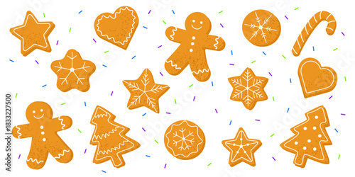 Gingerbread Christmas Cookie Set Illustration