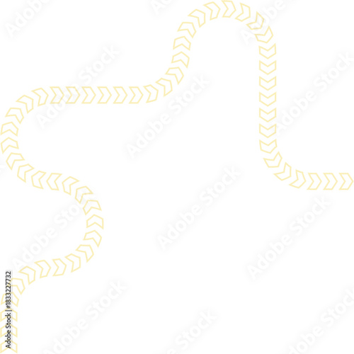 Chevron outlines trace a dynamic route defined by fluid contours and a continuously shifting directional trail.