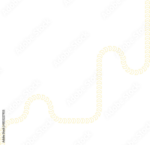 Chevron diagram outlines a route flow with continuous contours guiding directional movement.