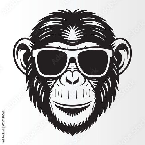 Cool monkey wearing sunglasses, a playful and stylish illustration for your designs	