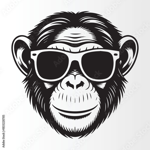 Cool monkey wearing sunglasses, a playful and stylish illustration for your designs	