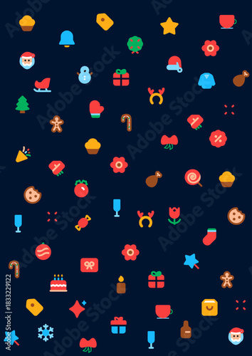 Seamless Christmas pattern with happy holidays phase text design vintage