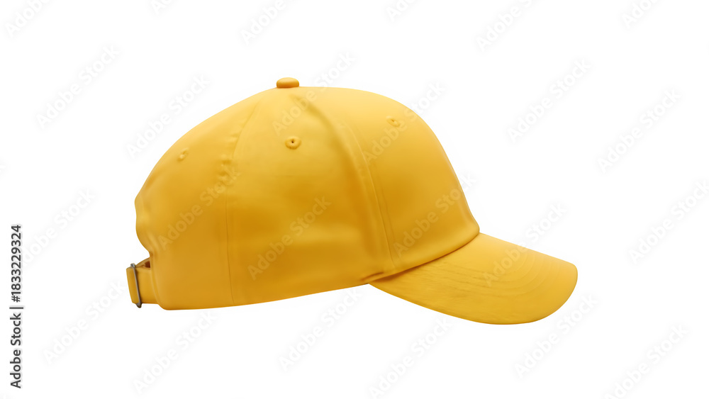 Fototapeta premium A single yellow baseball cap, isolated on white or transparent background. PNG