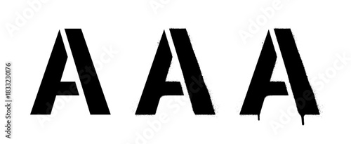 Stencil letter. A bold letter A in a clean, splattered, and dripping graffiti style on a white background.