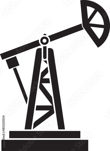 Silhouette of an oil pumpjack on a white background