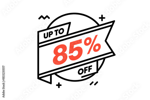 Modern geometric discount badge eighty-five percent off sale promotion sticker