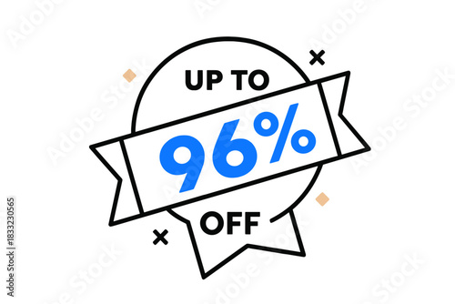Promotional sale discount badge label sticker design up to ninety-six percent off