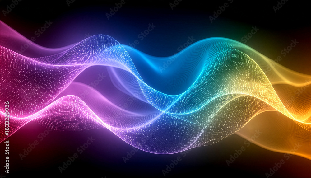 Obraz premium Abstract Background of Soft Rainbow Gradient with Energy Wave and Data Flow 8k