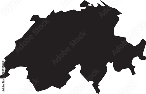 Switzerland map silhouette, geographical outline for design