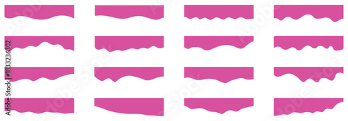Border shape wave design, dividers shapes, frame template curve collection. Compilation of assorted shapes for web page headers or footers. Curve Lines, Drops Set of abstract design separator header.