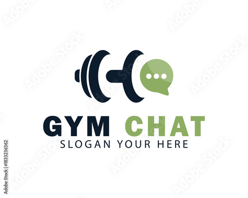 gym fitness chat logo creative design concept sport consult talk