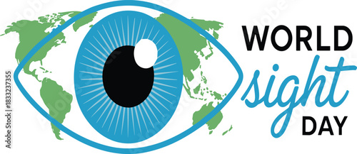World Sight Day awareness eye logo with globe design, promoting global vision care, eye health, medical charity support and prevention