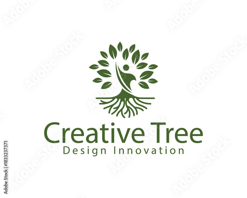 creative people tree logo creative smart psychology root innovation