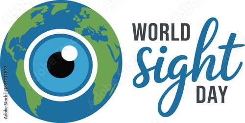 World Sight Day global vision awareness symbol, eye and Earth illustration promoting eye health, eyesight care, blindness prevention, international health campaign