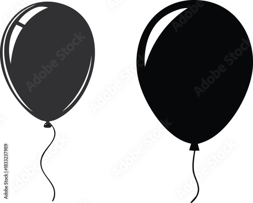 Festive black balloon illustration designed as single celebration object representing parties events joyful decorative themes