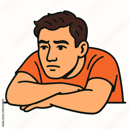 Man resting head on folded arm