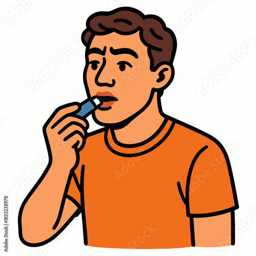 Man applying lip balm