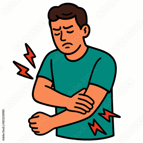 Man holding hand to numb arm