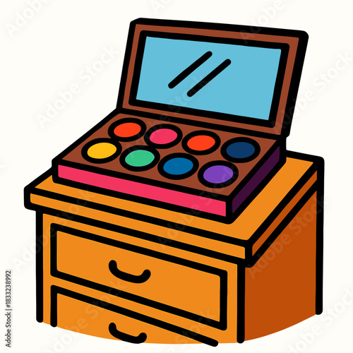 Makeup palette on dresser
