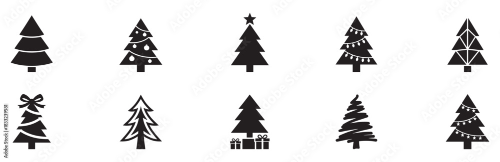Fototapeta premium Pine icon set. Fir tree vector set. Christmas tree icon. Vector Illustration. EPS 10