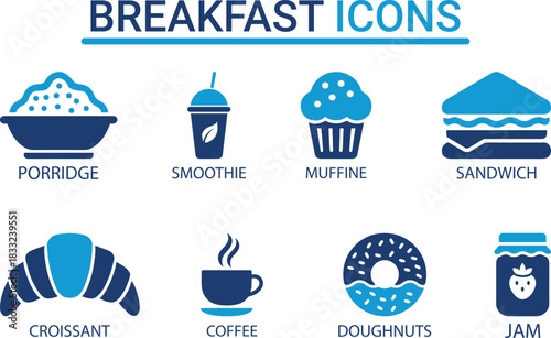 Delicious Breakfast Icons Set for various purposes, Perfect for Menus, Restaurants, and Branding.