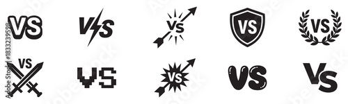 Versus icons set. VS letters set. Battle icons. Set of versus logo letters. VS or versus symbol design template for sports, fight, competition, battle, match, game. 