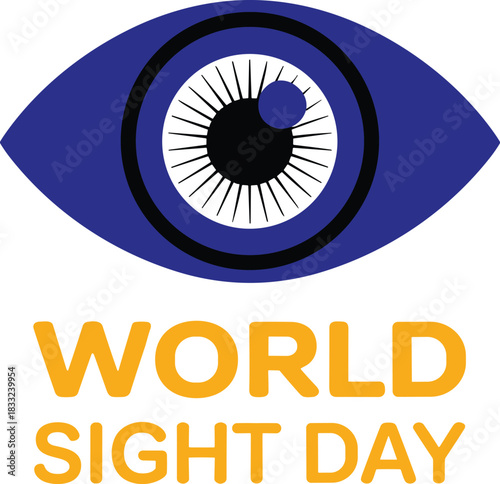 World Sight Day poster, eye care awareness design, vision health illustration, ophthalmology campaign graphic, blue background medical eyesight concept