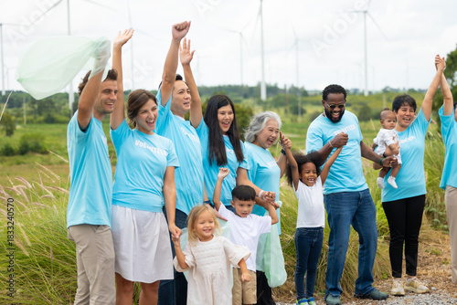 Teamwork meeting, volunteer charity people. charity community service event, ngo business and outreach, Group Diverse people meeting at park for donation