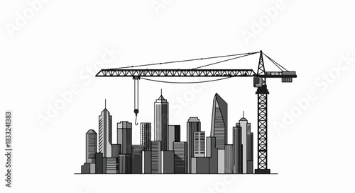 Construction crane towering over a cityscape building the future skyline.